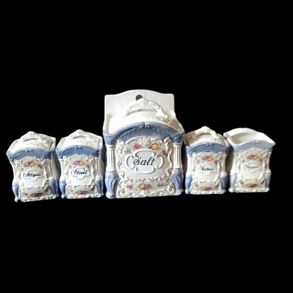 Hotta vu Shoten Lusterware Victorian Hand Painted Floral Canisters Japan 5 pc. - Picture 2 of 8